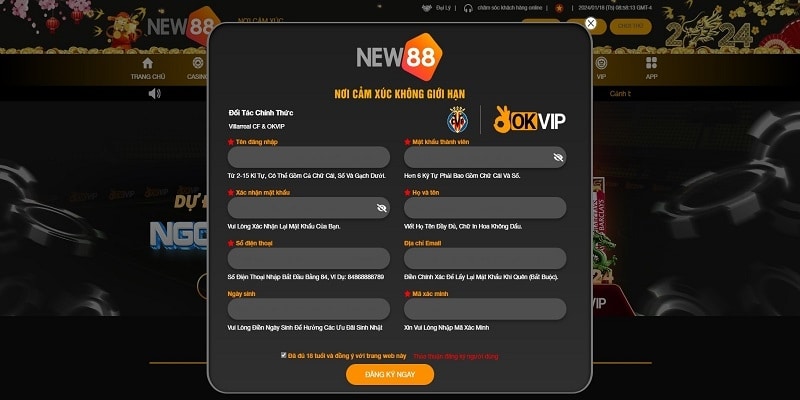 Những thắc mắc liên quan đến công đoạn đăng ký New88